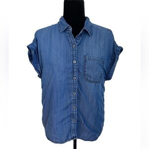 Jordache Lyocell Button Down Short Sleeve Top - Size Medium